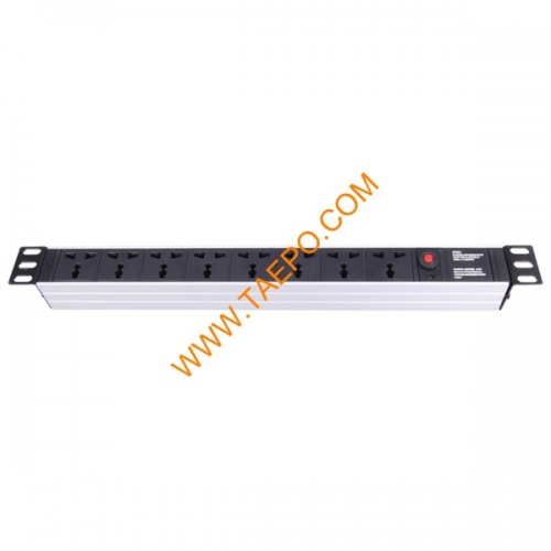 Universal standard 10A 250VAC 8 ways 1U PDU with over-load protection