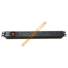 UK BS1363 standard 13A 250VAC 6 ways 1U PDU with switch