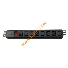 IEC C320 C19 standard 16A 250VAC 8 ways 1.5U PDU with switch & over-load protection