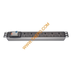 UK BS1363 standard 13A 250VAC 6 ways 1.5U PDU with 1P circuit breaker and current-leakage protection