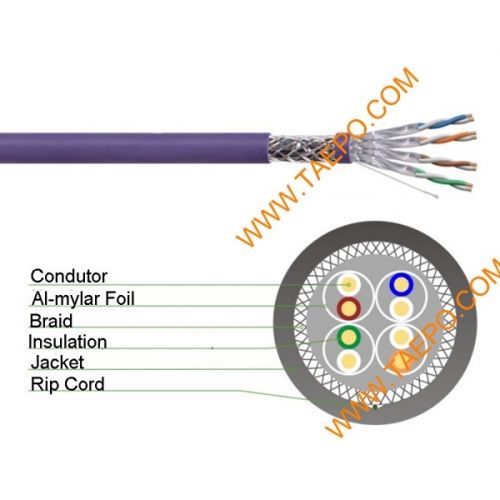 4 pairs CAT6A S/FTP bare copper AWG23 solid coductor LAN cable 305m/roll