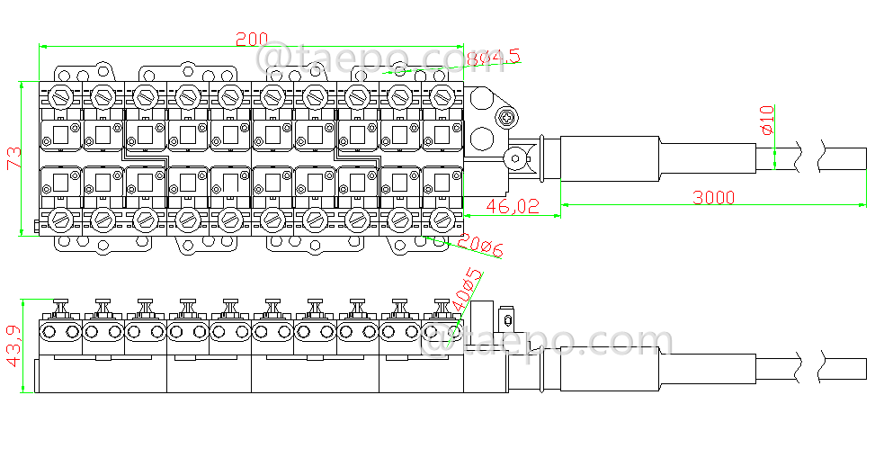 Schematic Diagrams for 20 pair dropwire terminal block STUB module