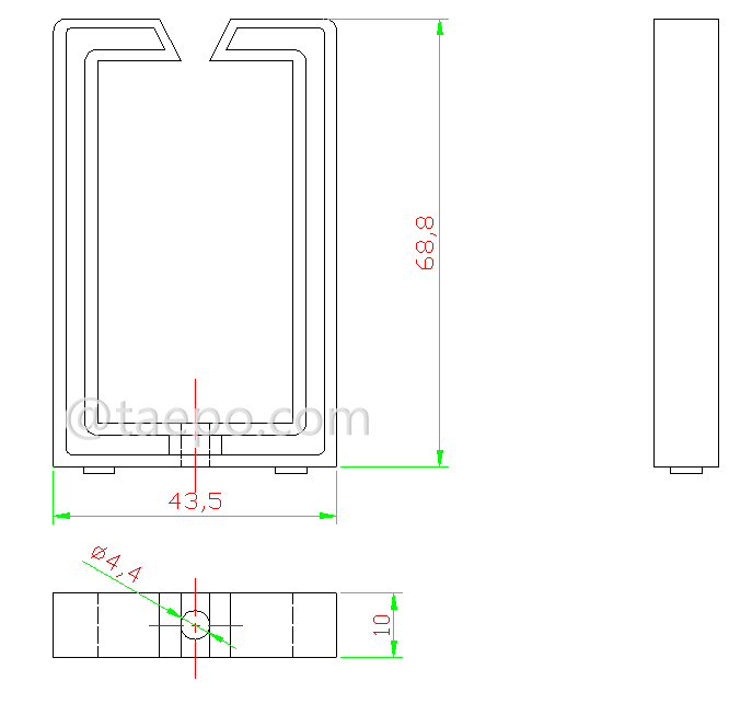 Schematic Diagrams for square shape cable guide ring
