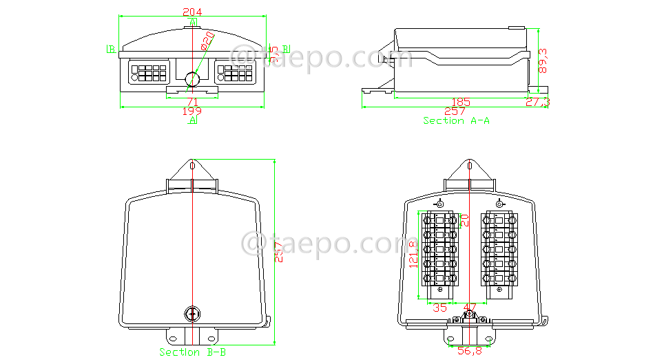 Schematic Diagrams for Outdoor 10 pairs terminal box 