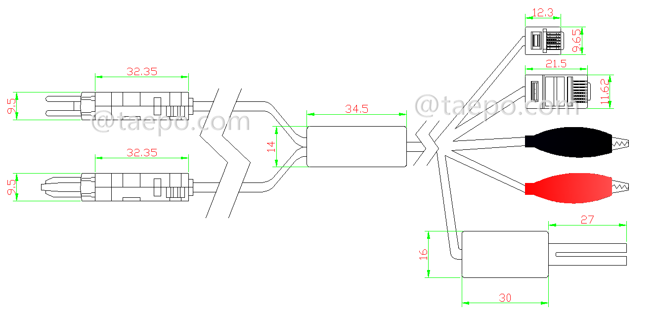 Schematic Diagrams for 4 pole Krone test plug to alligator clip test cord lsa