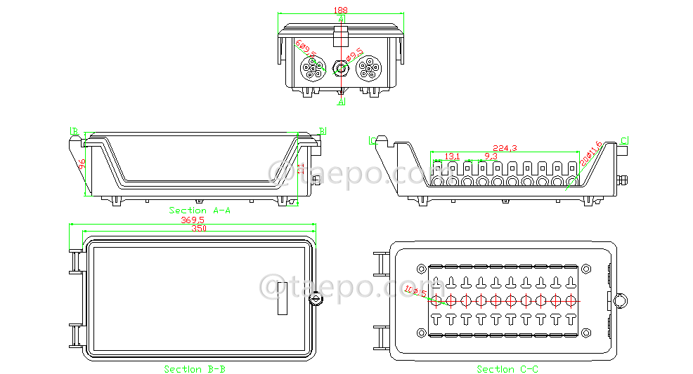 SChematic Diagrams for outdoor 100 pair distribution point box
