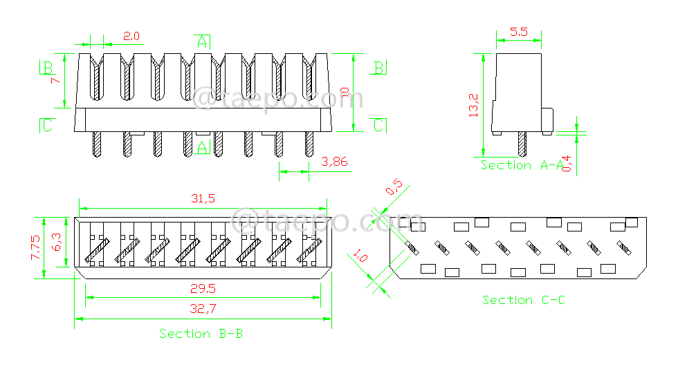 Schematic Diagrams for 8 pins PCB connection modules