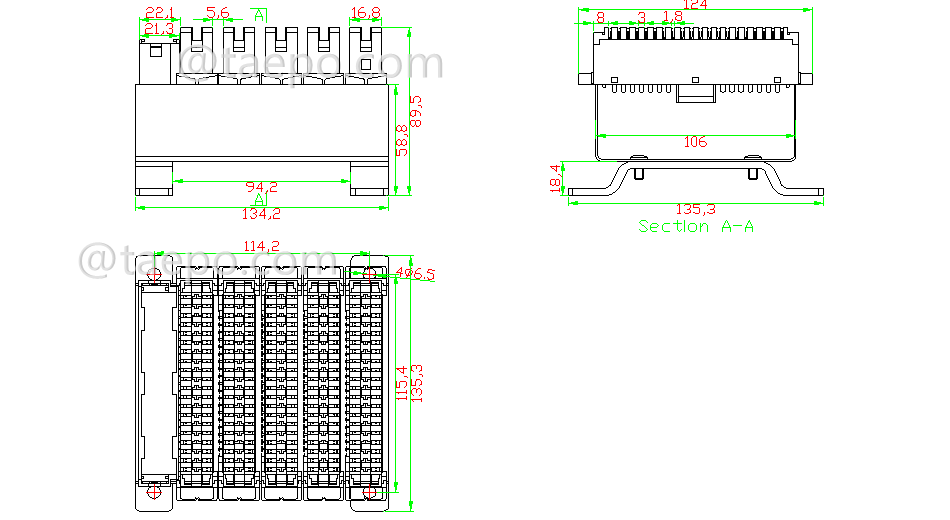 Schematic Diagrams for 50 pairs Krone LSA plus connection terminal block