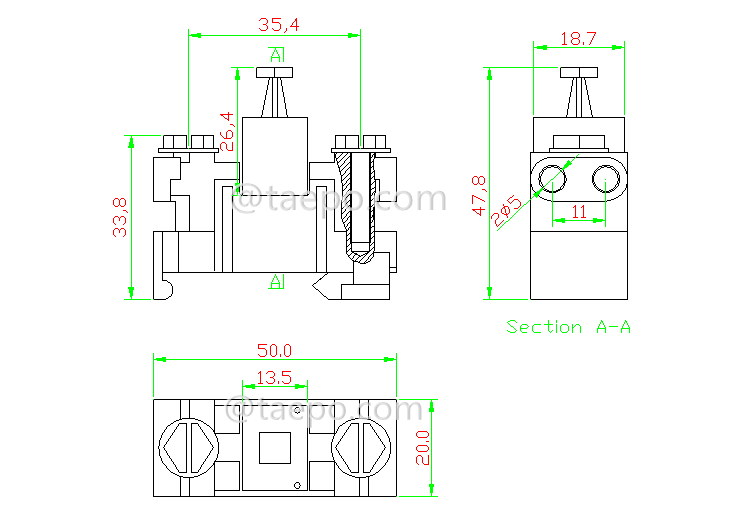 Schematic Diagrams for 1 pair dropwire STB VX module with protection grease filled