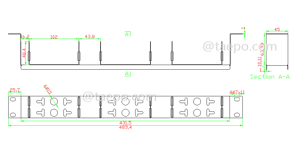 Schematic Diagrams for 10 pairs 6 ways Krone rack mounting frame