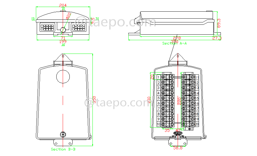 Schematic Diagrams for Outdoor 20 pairs terminal box 