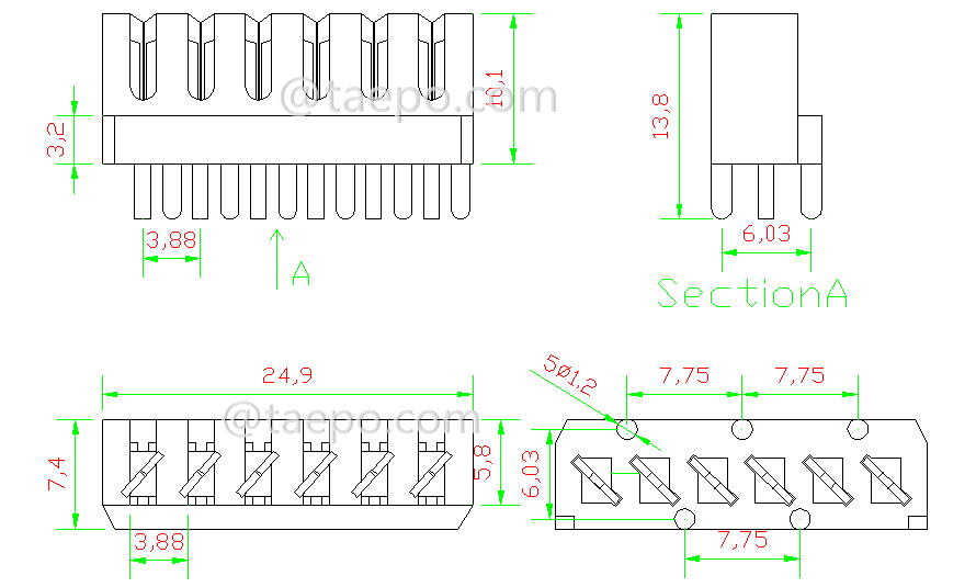 Schematic Diagrams for 6 pins krone PCB connection module