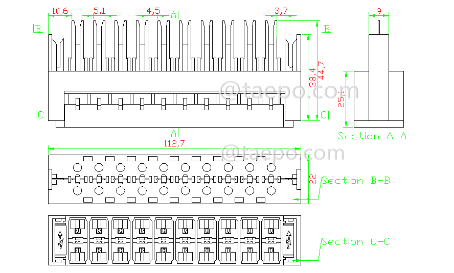 Schematic Diagrams for 10 pairs 3-pole over-voltage highband module protection magazine