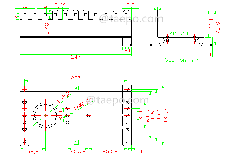 Schematic Diagrams for 10 pairs 11 ways LSA krone back mounting frame