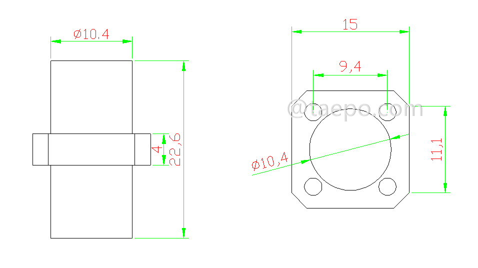 Schematic Diagrams for Singlemode simplex square FC UPC Fiber optic adapter