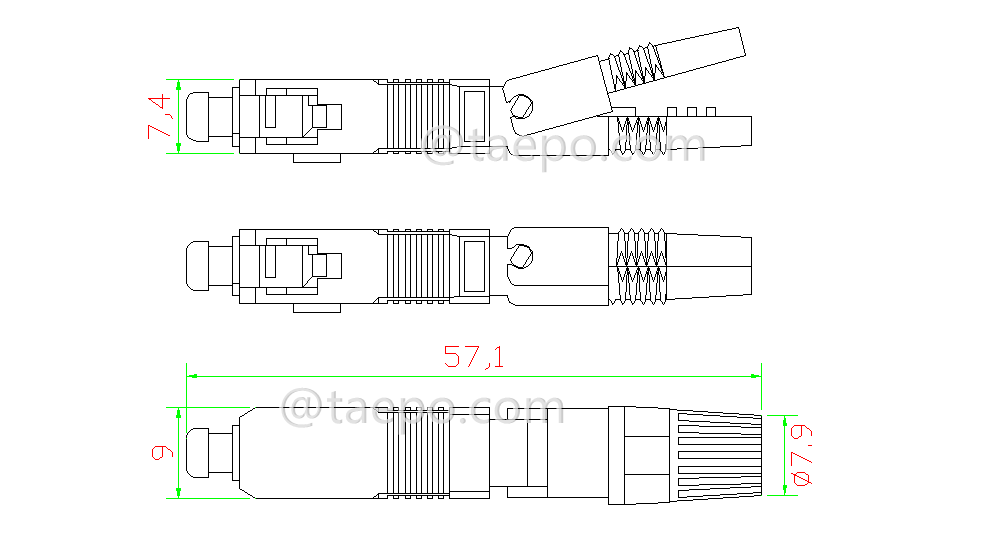 Schematic Diagrams for Field assembly SC APC optical fiber fast connector