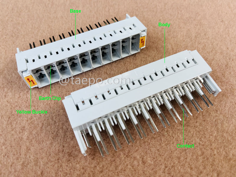 Illustration pictures for 10 pairs 3-pole over-voltage protection magazine for LSA highband module