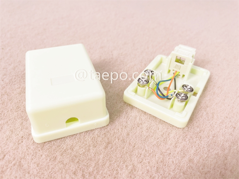 1-port connection box, CAT3, 6P4C, 57x42x24mm