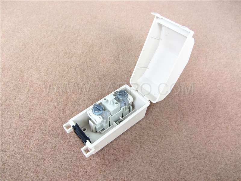 Outdoor 1 pair subscriber connector unit for STB module, 91x46x51mm, snap-on locking, plastic housing, with STB module without protection