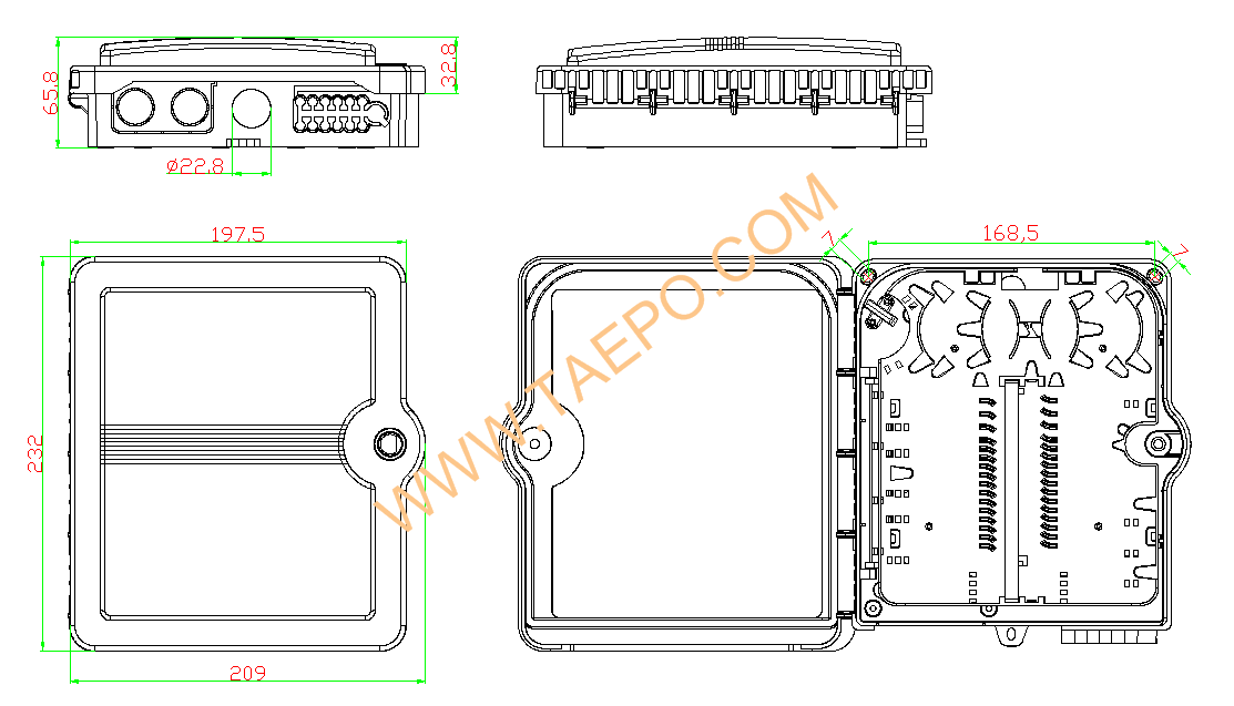 Schematic Diagrams for 12 fibers ftth outdoor fdb Fiber opitc distribution box