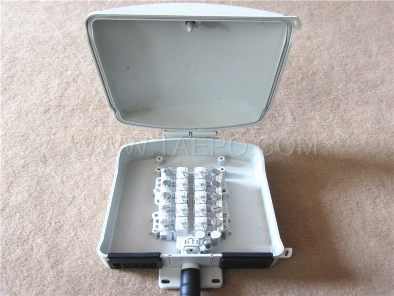 Outdoor 10 pairs terminal box for STUB module, 257x204x90mm, screw snap locking, plastic housing, with STUB module without protection, cable length 3m