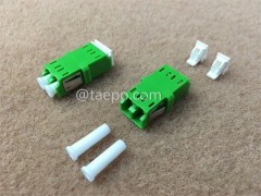 Singlemode duplex reduced flange shielded LC/APC Fiber optic adapter with shutter