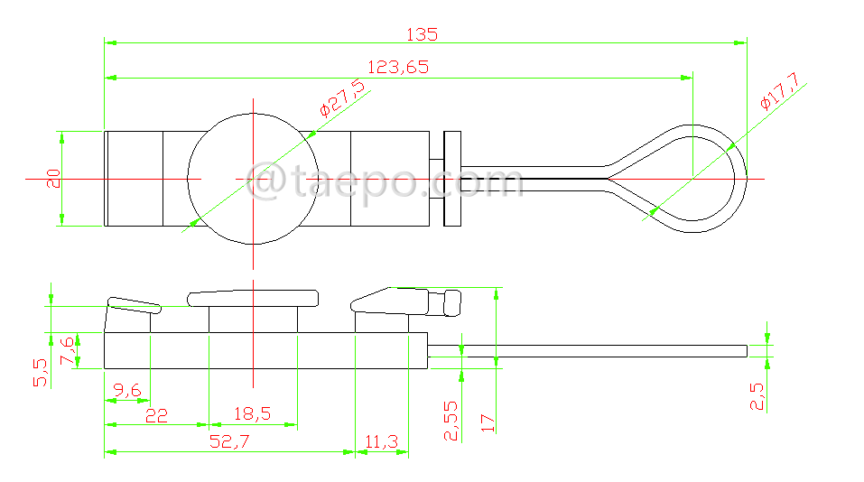 Schematic Diagrams for FTTH fiber drop cable clamp and holder