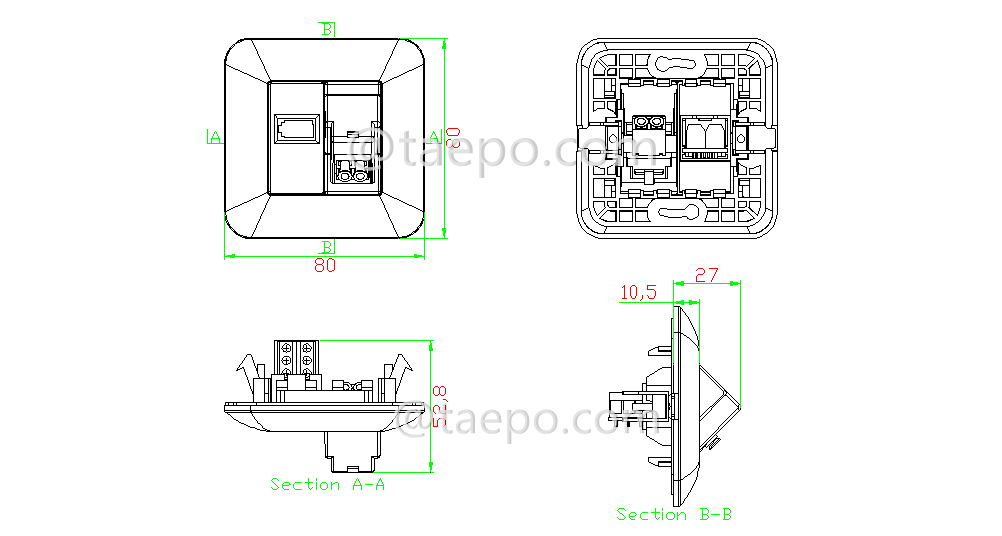 Schematic Diagrams for Fiber optic wall outlet