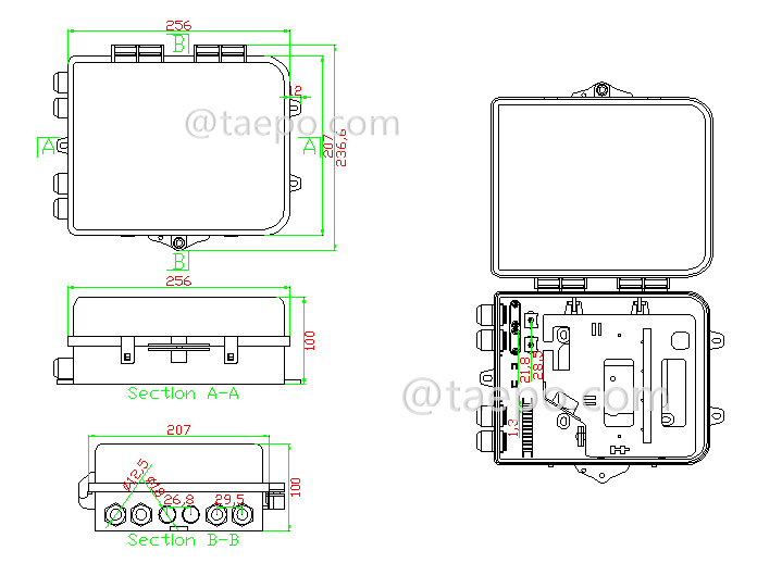 Schematic Diagrams for 12 fibers SC Fiber distribution FDB box 