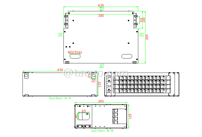 Schematic Diagrams for rack mounted 48 fibers optical distribution frame