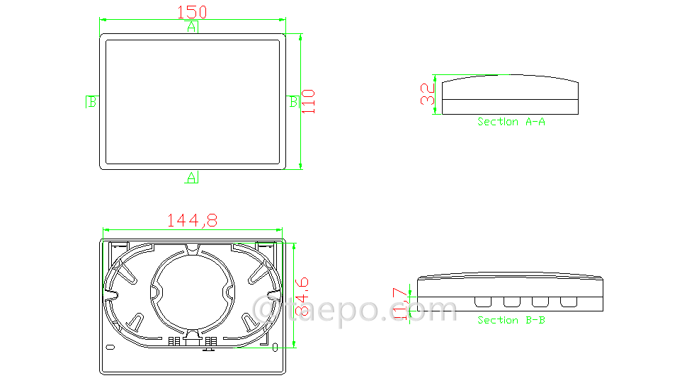 Shechamtic Diagrams for 4 port FTTH FTB Fiber termination box 