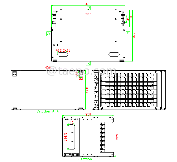 Schematic Diagrams for 96 fibers Rack mounted odf