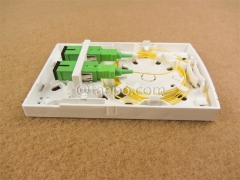 Indoor 2 fibers plastic FTB Fiber terminal box with SC adapters and pigtails