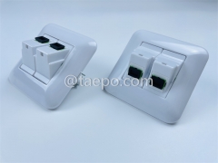 Fiber optic wall outlet with SC APC duplex adapters