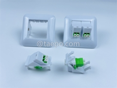 Fiber optic wall outlet box with LC APC adapter 4 fibers