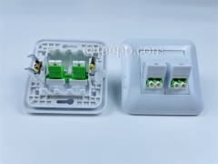 Fiber optic wall outlet box with LC APC adapter 4 fibers