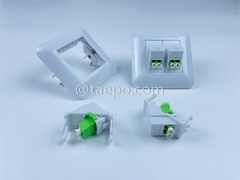 Fiber optic wall outlet box with LC APC adapter 4 fibers