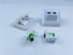 Fiber optic wall outlet with SC APC duplex adapters