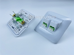 Fiber optic wall outlet box with LC APC adapter 4 fibers