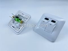 Fiber optic wall outlet with SC APC duplex adapters