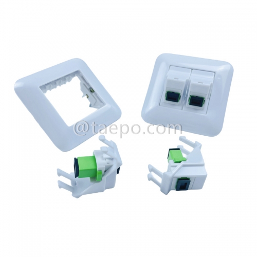 Fiber optic wall outlet with SC APC duplex adapters