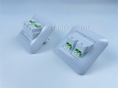 Fiber optic wall outlet box with LC APC adapter 4 fibers