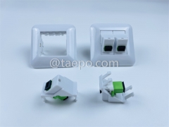 Fiber optic wall outlet with SC APC duplex adapters