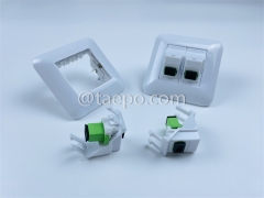 Fiber optic wall outlet with SC APC duplex adapters