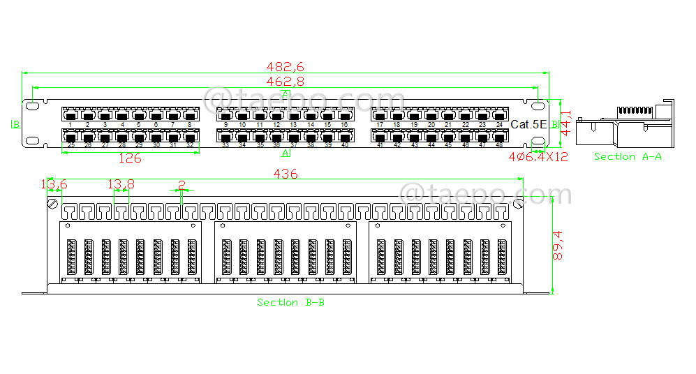 Schematic Diagrams for  48 port patch panel CAT5E