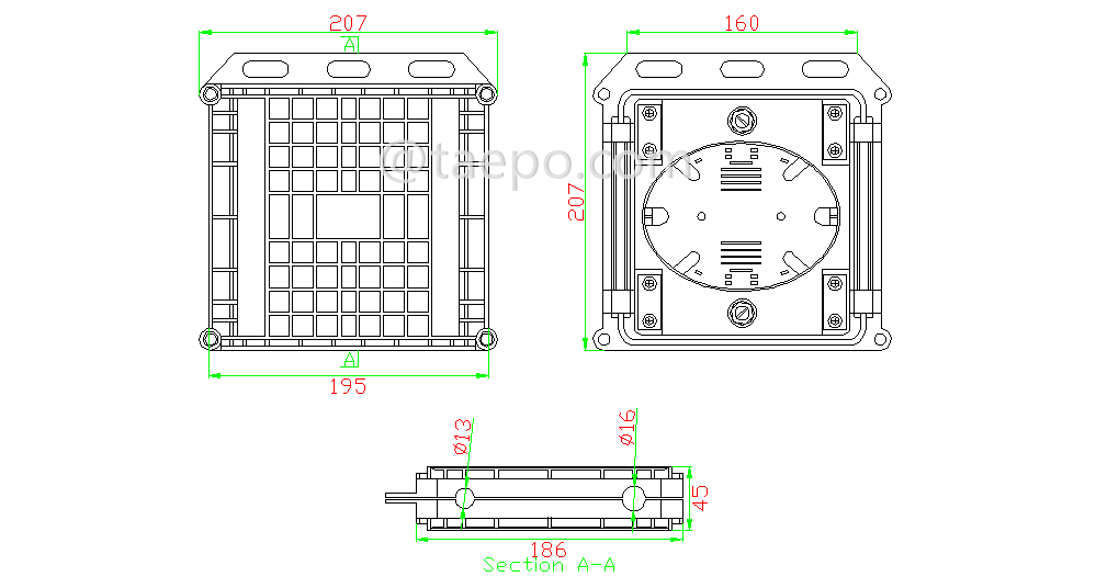 Schematic Diagrams for FOSC Fiber optic splice closure 