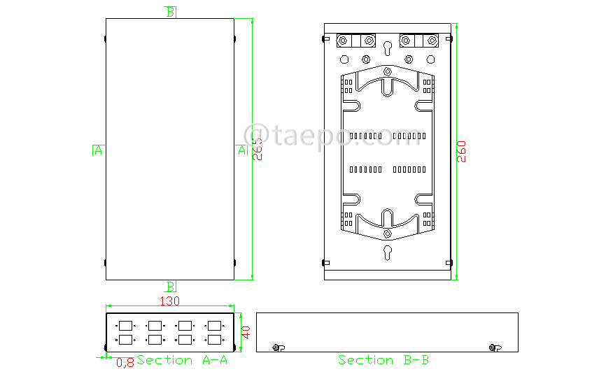 Schematic Diagrams for 8 port Fiber optic termination FTB box