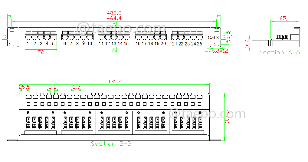 Schematic Diagrams for cat3 25 porr telephone patch panel 