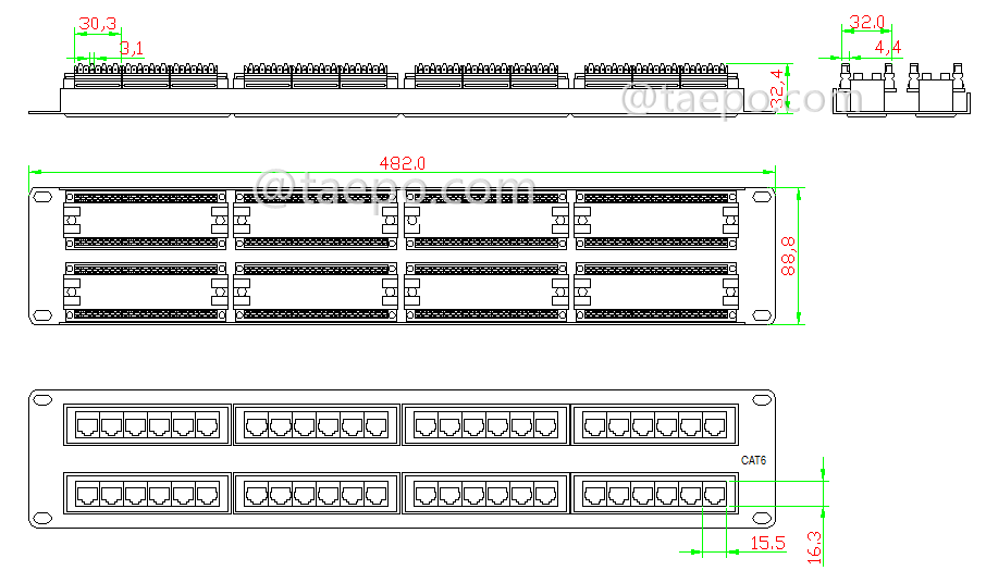 Schematic Diagrams for 48 port cat6 patch panel