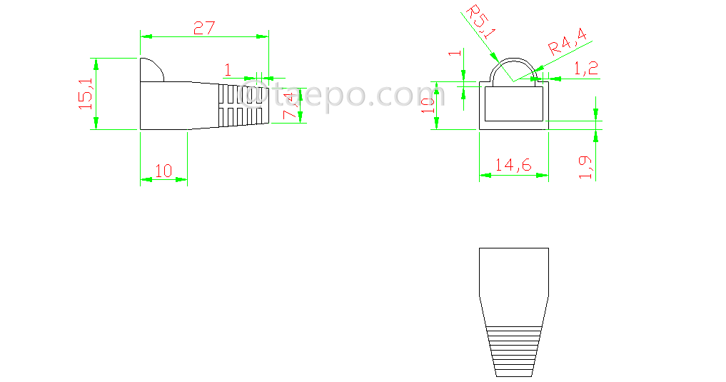 Schematic Diagrams for Modular plug rj45 with boot